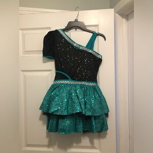 Sparkly Blue, Silver & Black Dance Costume Adult Size Small